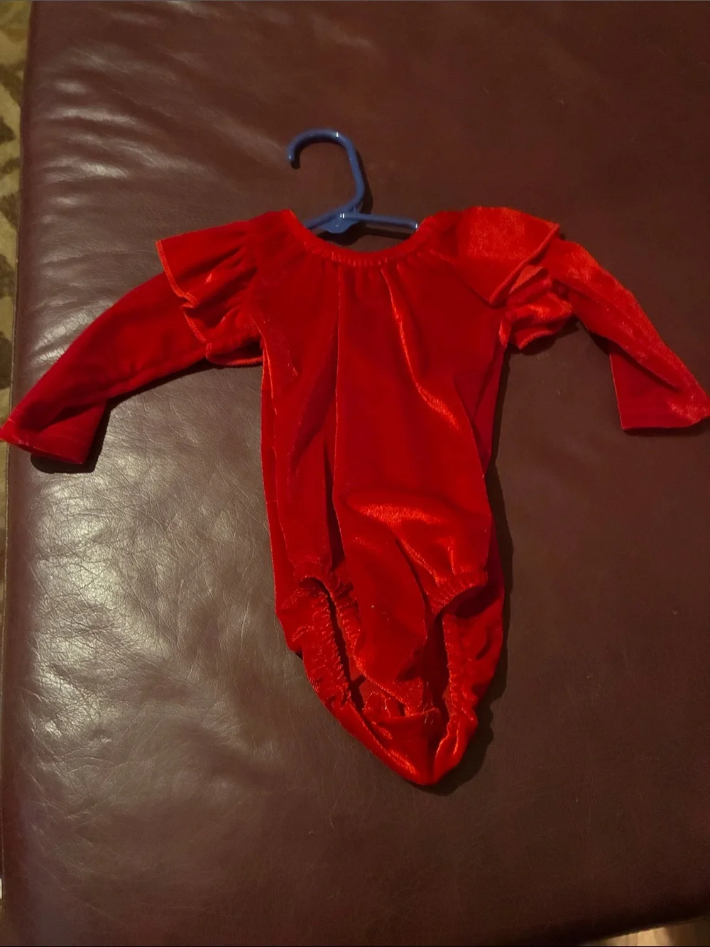 Velvet Red Ruffled Long-Sleeve Kids Bodysuit